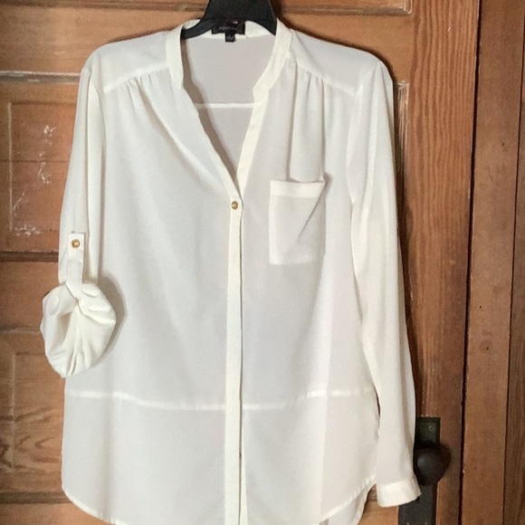 Spense Cream Roll-Tab Sleeve Blouse – Women’s Size Large - Picture 1 of 6